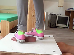 No mercy sneakers cockcrushing  Jump stomp trample full weight on cock ball