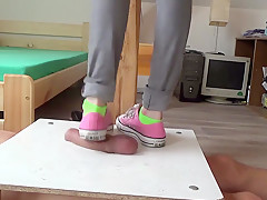 No mercy sneakers cockcrushing  Jump stomp trample full weight on cock ball