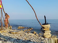 Nude on the beach! Are you ready for some solo play?