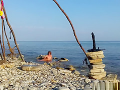 Nude on the beach! Are you ready for some solo play?