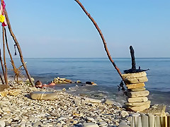 Nude on the beach! Are you ready for some solo play?