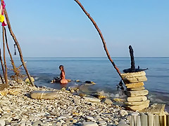 Nude on the beach! Are you ready for some solo play?