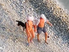 Nudist couple living the thug life  just fucking at the beach in public !!!