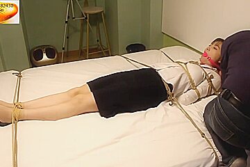 Office Lady Bound On Bed