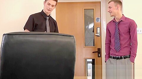 Office for lease turned space for gay wild anal fucking
