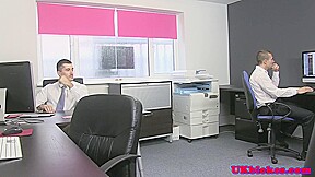 Office stud banging hunk up his tight bum