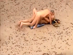 Old Step daddy tempts the young blonde on a beach