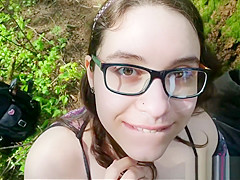 420 Outdoor Adventure! Public Blowjob, Creamy Bating, and Cum Walk!