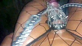 Outdoor Cum on Feet in High Heels & Fishnet Catsuit
