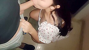 Outdoor Dirty Step mom Quickly Sucks Her Lovers Cock In Front On The Door