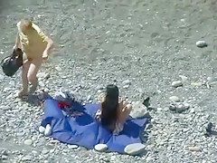 Outdoor of blowjob on public beach with nude couple