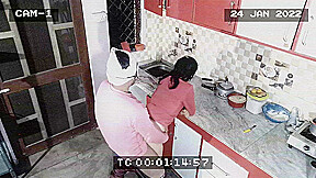 Owner And Maid Caught In Kitchen Blowjob And Hard Fuck