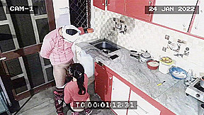 Owner And Maid Caught In Kitchen Blowjob And Hard Fuck