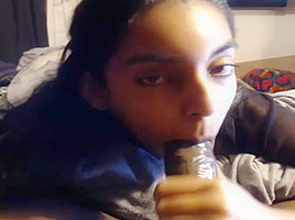 POV Horny college girl Sucks Big Black Cock On Webcam