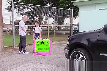 Petite Kharlie Stone Fucks Cupcake Customer's Huge Cock