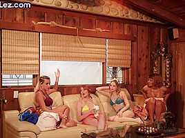 Petite lesbian orgy with sweet insatiable babes
