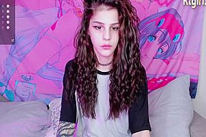 Petite teen 18+ Russian Trans Chick With Pretty Face And Sexy Feet Tugs Her Dick On Webcam