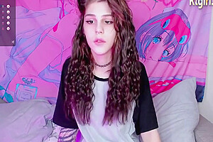 Petite teen 18+ Russian Trans Chick With Pretty Face And Sexy Feet Tugs Her Dick On Webcam