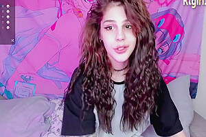Petite teen 18+ Russian Trans Chick With Pretty Face And Sexy Feet Tugs Her Dick On Webcam