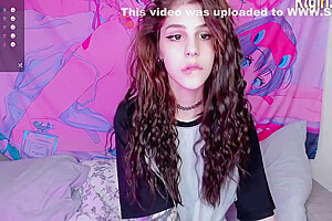 Petite teen 18+ Russian Trans Chick With Pretty Face And Sexy Feet Tugs Her Dick On Webcam