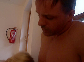 Picked Up Blonde Having Fun On The Staircase