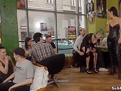 Pierced Alt Slave Screwed In Public Bar - John Strong