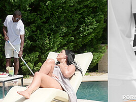 Pool Cleaner with BBC Bangs Sunbathing Slut Claudia Bavel GP2368 - PornWorld
