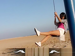 Pornstar - Follow me around Barcelona as I flash on the beach