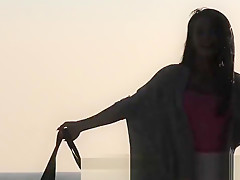 Pornstar - Follow me around Barcelona as I flash on the beach