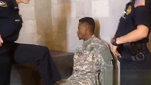 Pretend soldier gives officer smith a rimjob before fucking her pussy
