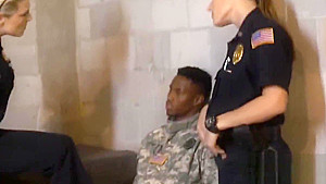 Pretend soldier gives officer smith a rimjob before fucking her pussy