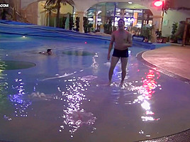 Pretty babe is having sex with a stranger, in the aqua park and enjoying it a lot