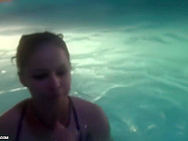 Pretty babe is having sex with a stranger, in the aqua park and enjoying it a lot