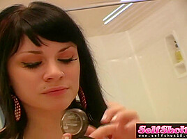Pretty teen 18+ does her eye make up