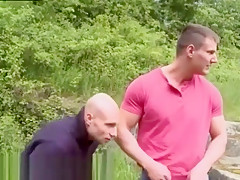 Public Muscle Stud Blowjob