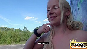 Public amateur German babe fucked outdoor after casting