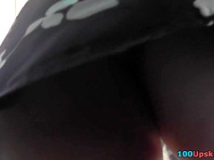 Public upskirt video with sexy MILF in tight dress