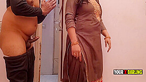 Punjabi Jatti Caught Bihari Masturbate In Her Bathroom And Punish Him