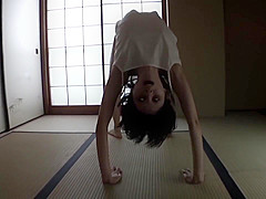 Rail thin spooky Japanese ghost group fondling in HD