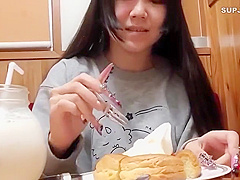 Raw Meat Stick Inserted Into A Short, Small, Hairy Puss