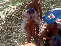 Real swingers at a nudist beach