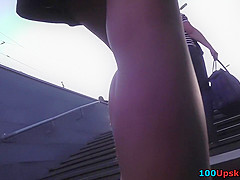Real upskirts are presented by gorgeous athletic girl