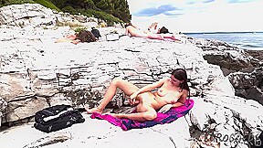 Rebeka Ruby Masturbating On A Nude Beach While Her Friends Miss Pussycat Adriana And Sammy Lay Out