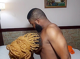 Red Jean Ebony Hot Fucker Ladygold Receives Krissyjohs Big Cock From Behind
