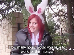 Redhead Euro Bunny Bangs In Public