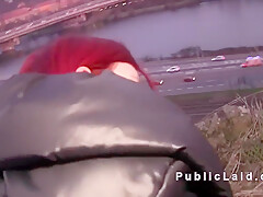 Redhead Euro Bunny Bangs In Public