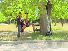 Redhead bound and hanged on a tree in public
