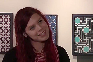 Redhead teen 18+ shemale enjoys in a crazy threesome sex