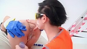 Rimmed Glove Wearing Enema Fetish Slut