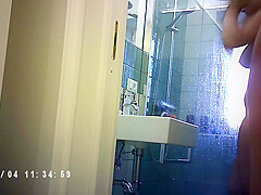 Russian teen 18+ micro bikini in a crowded swimming pool and CMNF